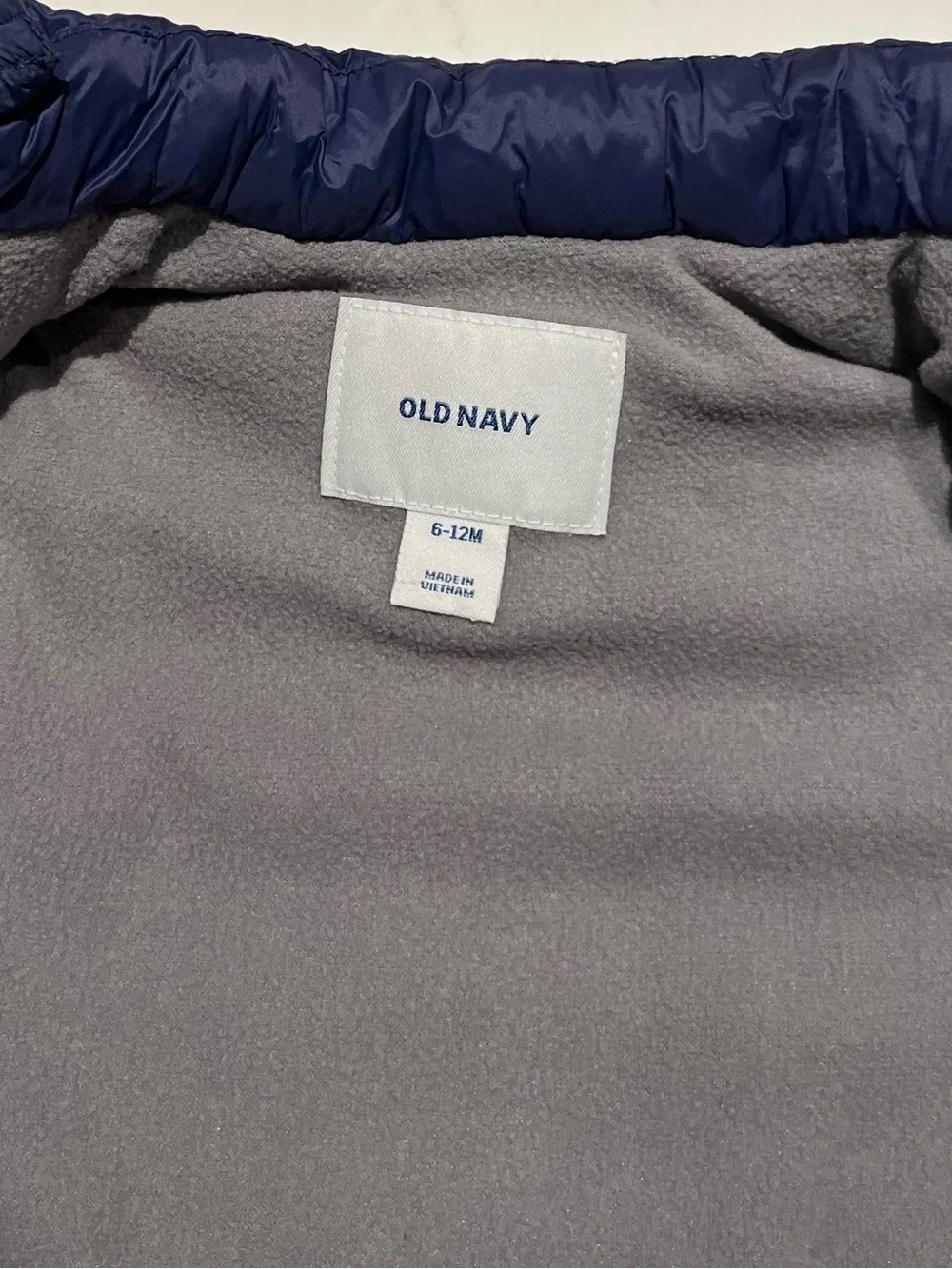 Old Navy • 6-12M • Infant Boys Navy Fleece Lined Puffer Vest